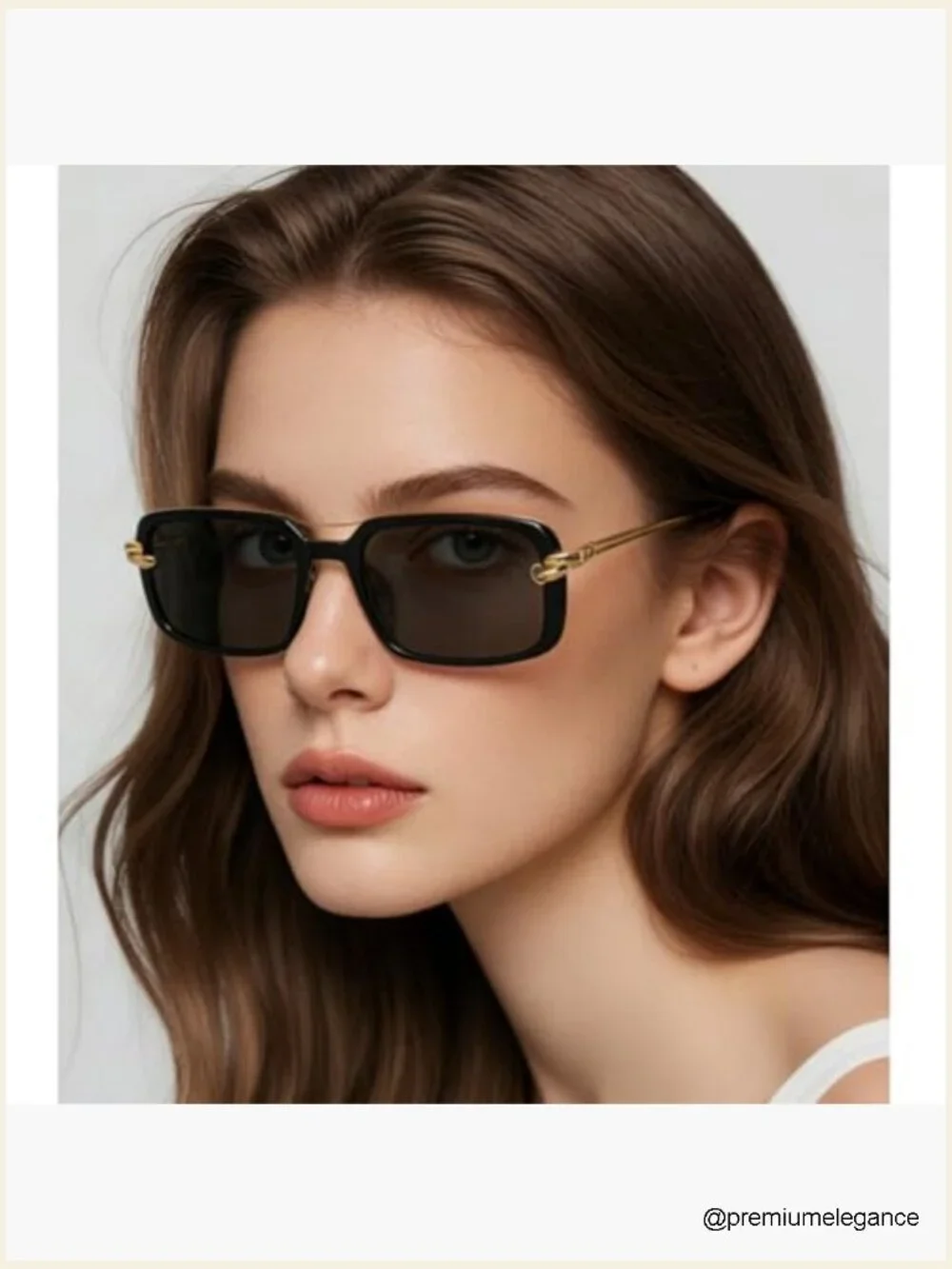 Vintage 90s Retro Rectangular Sunglasses Gold Metal Frame UV400